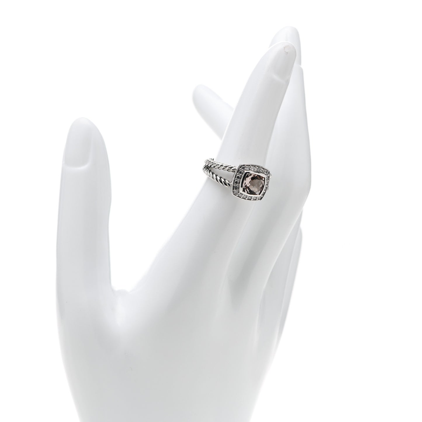 Sterling Silver Diamond Morganite 7mm Petite Albion Ring 52 6