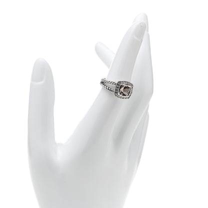 David Yurman Sterling Silver Diamond Morganite 7mm Petite Albion Ring 52 6 2 of 5