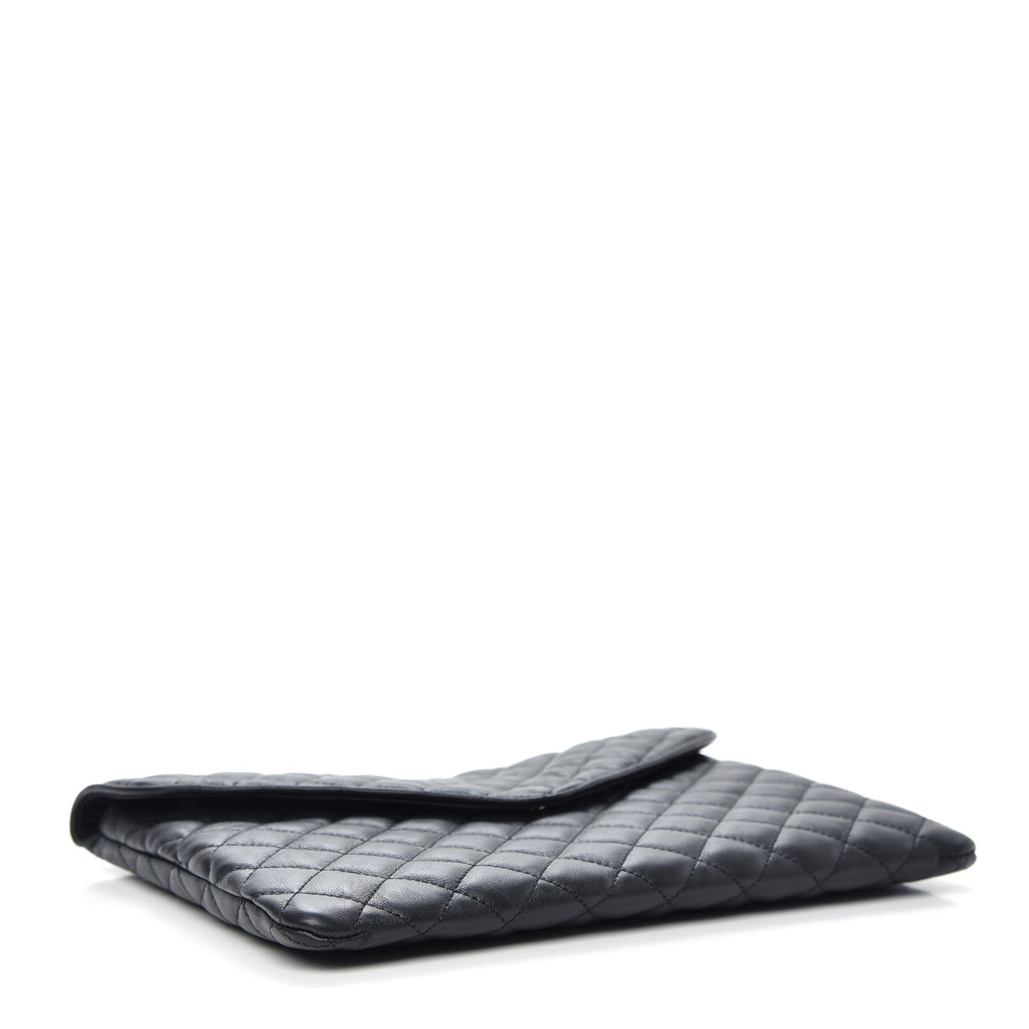 Lambskin Quilted Slipper Pouch Black