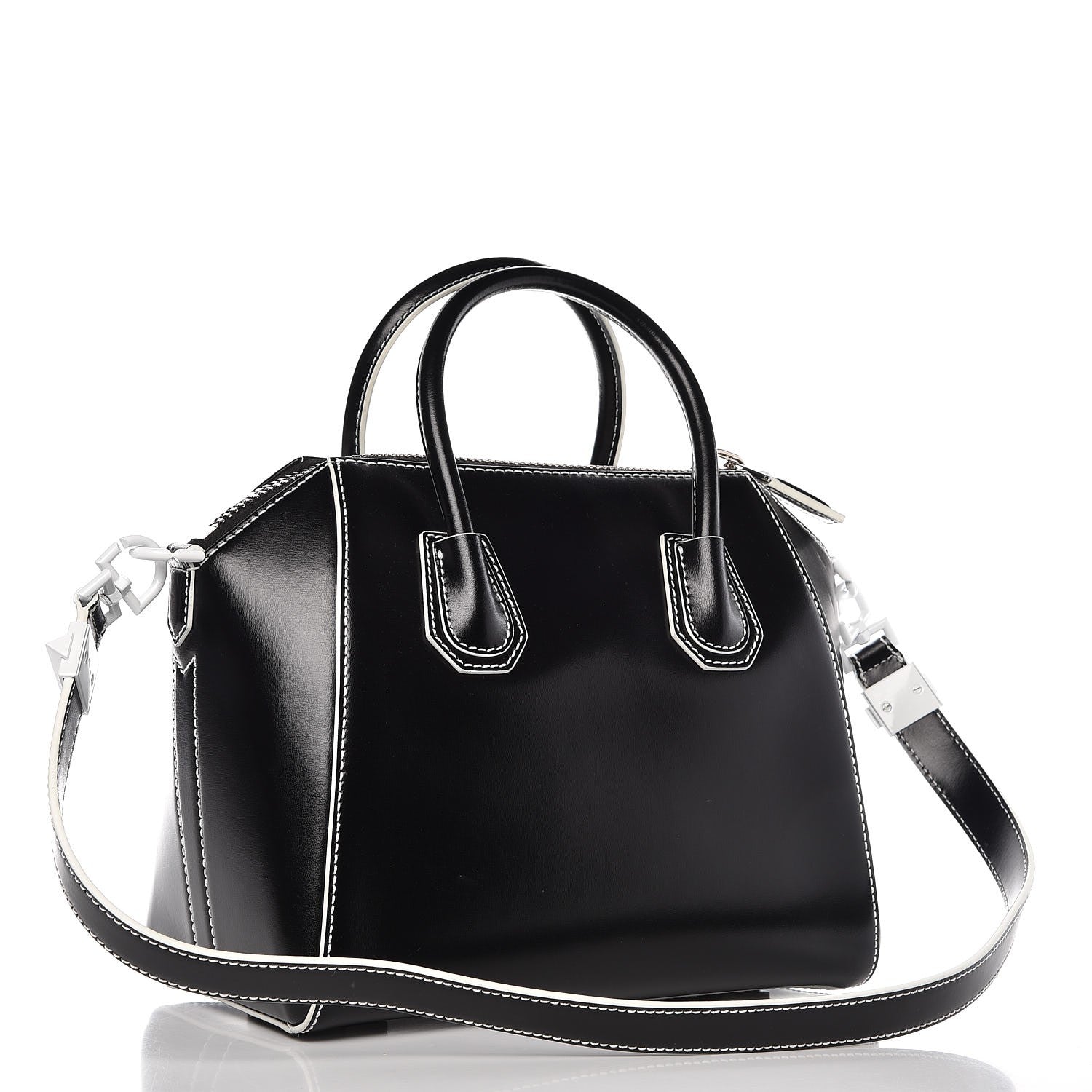 Givenchy Calfskin Contrast Topstitch Small Antigona Black White 3 of 7