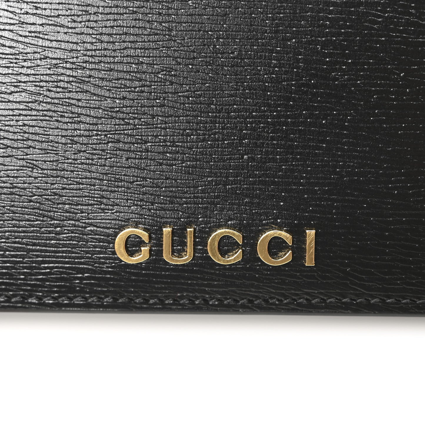 Textured Calfskin Script Logo Wallet On Chain Black