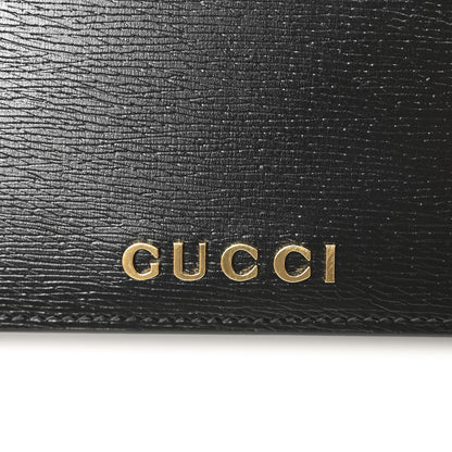 Gucci Textured Calfskin Script Logo Wallet On Chain Black 6 of 9