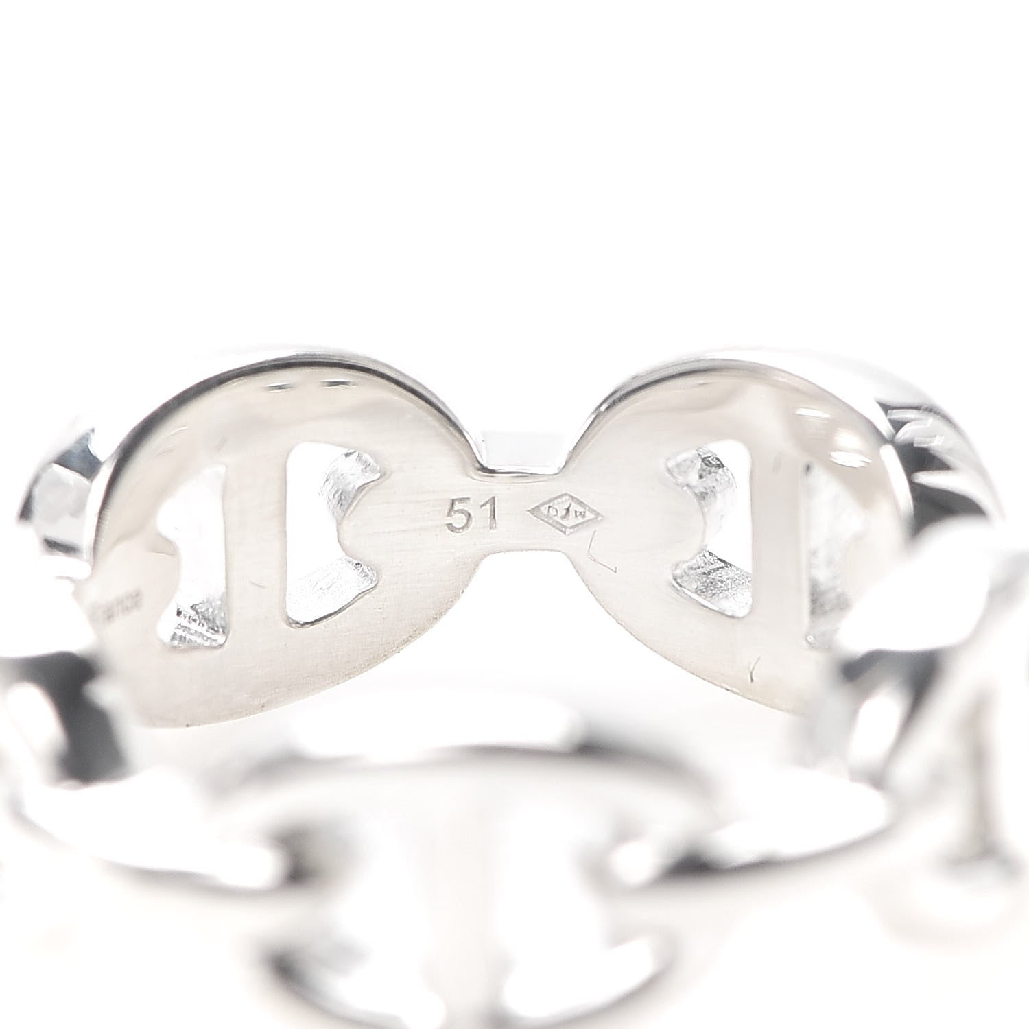 Hermes Sterling Silver PM Chaine d'Ancre Enchainee Band Ring 51 5.75 6 of 7
