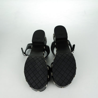 Chanel Calfskin Camellia Platform Sandals 38 Black 5 of 7