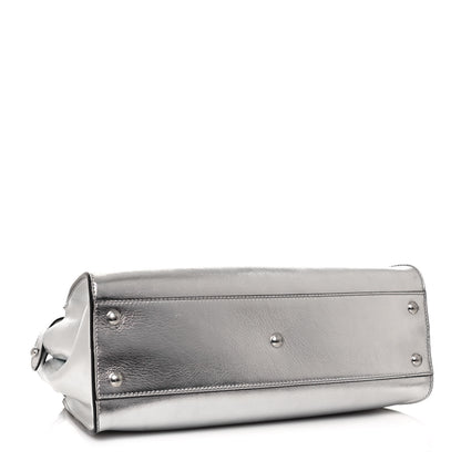 Fendi Vitello Catalan Mirror Medium Peekaboo Iconic Satchel Argento 4 of 14