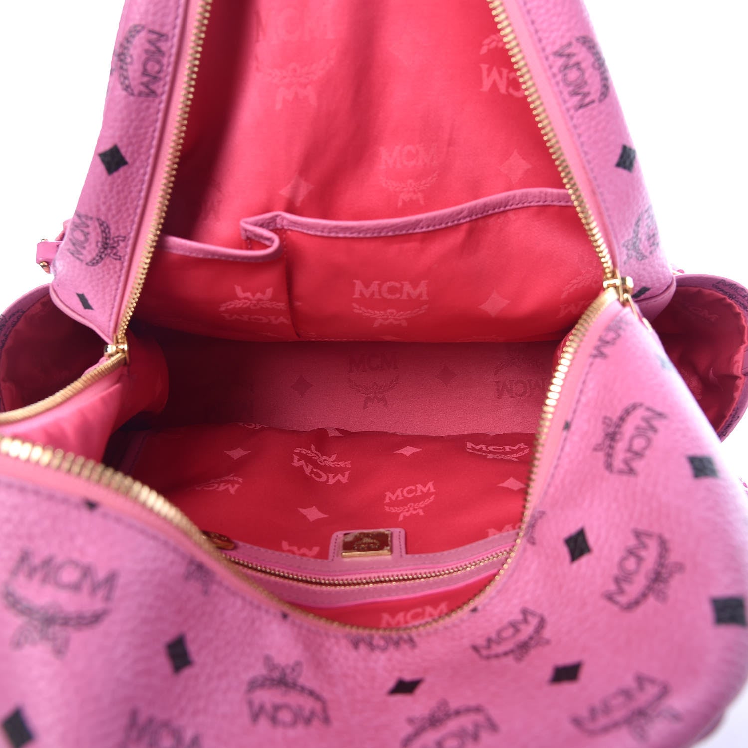 MCM Visetos Studded Medium Dual Stark Backpack Pink 6 of 11