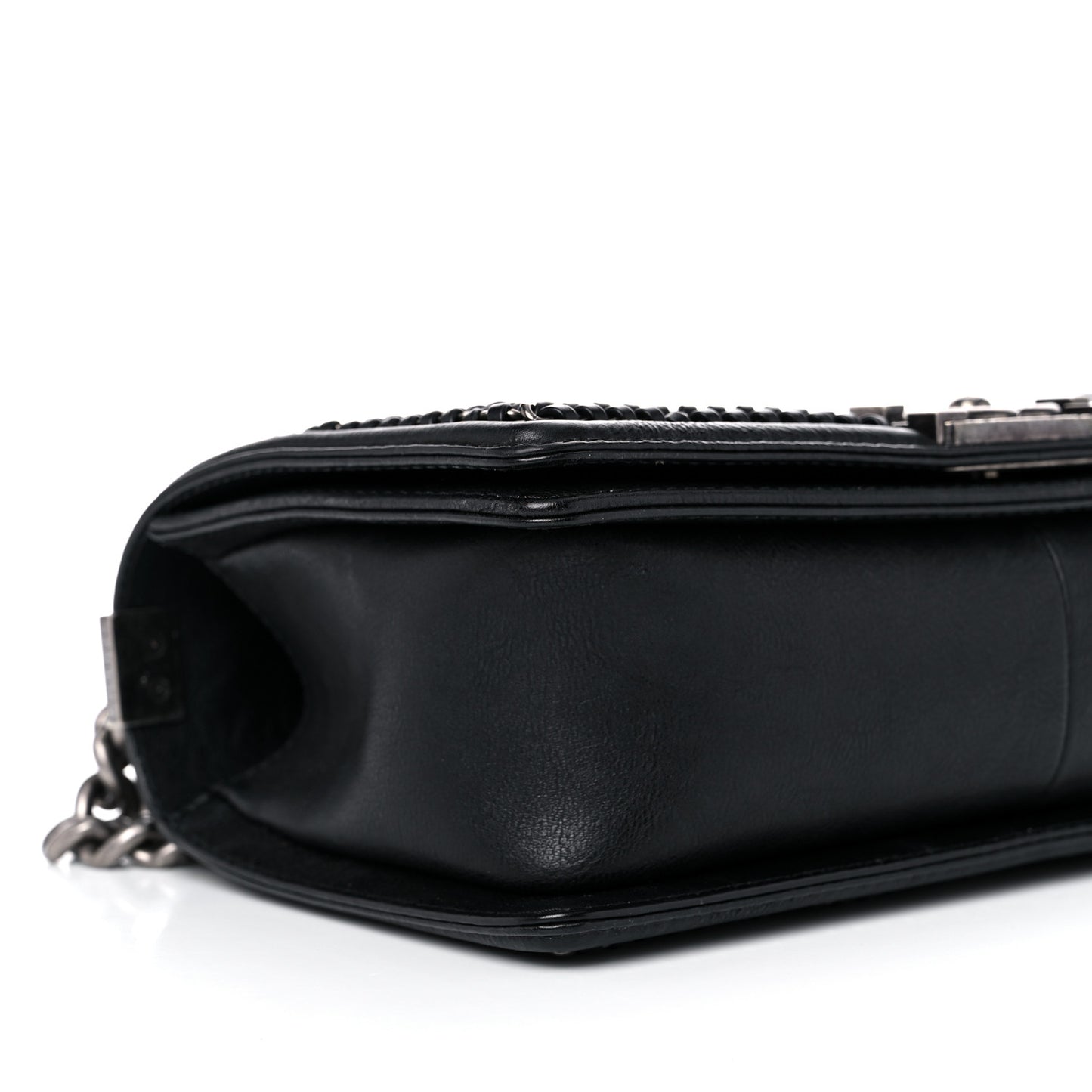 Goatskin Quilted Medium Boy Handle Flap Black