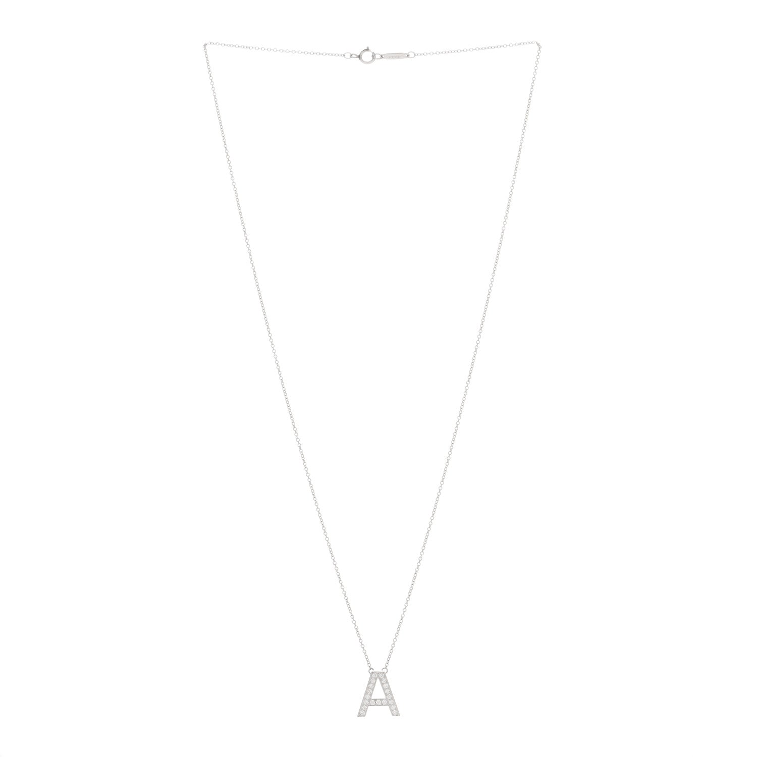 Tiffany Platinum Diamond Letters A Pendant Necklace 2 of 3
