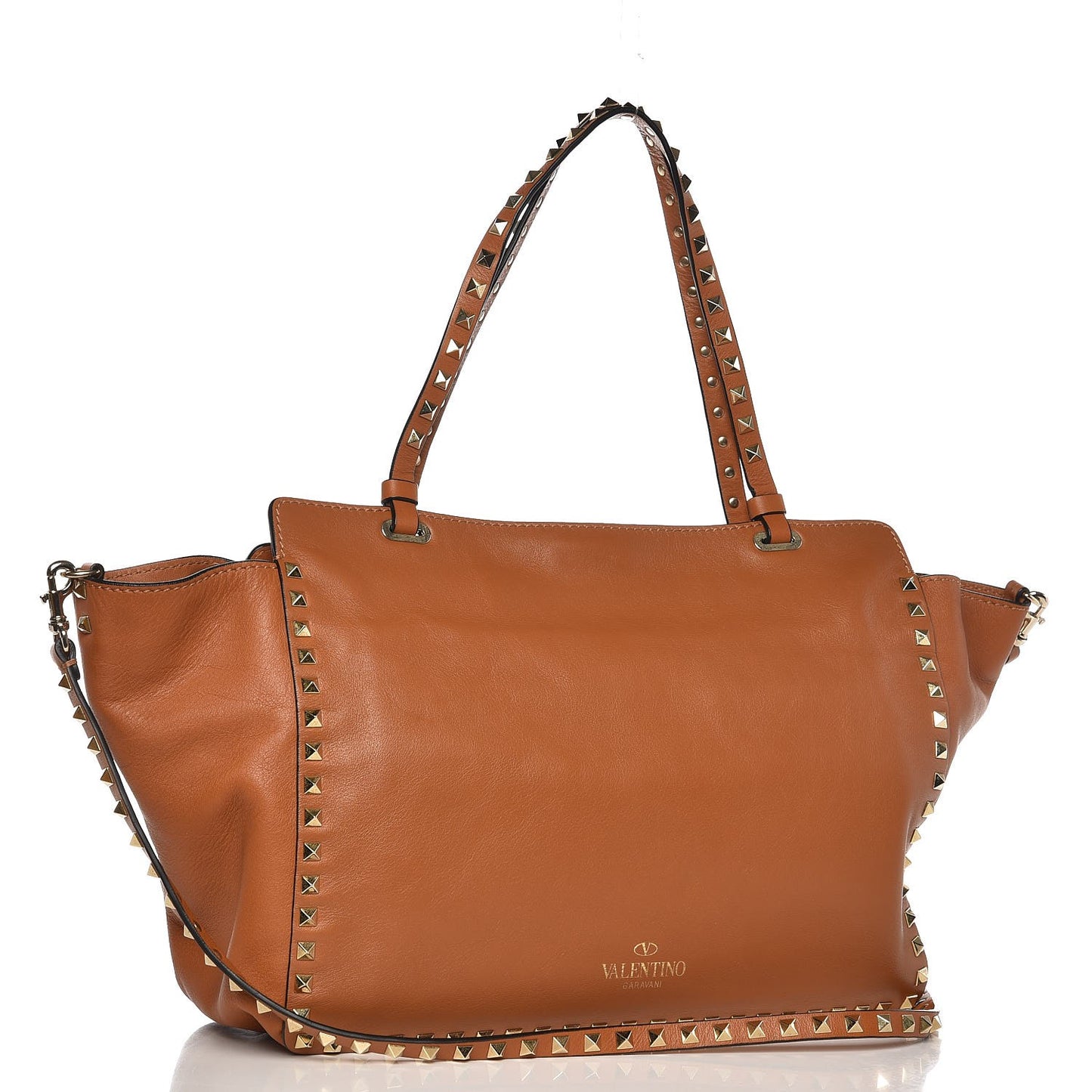 Calfskin Medium Rockstud Tote Light Cuir