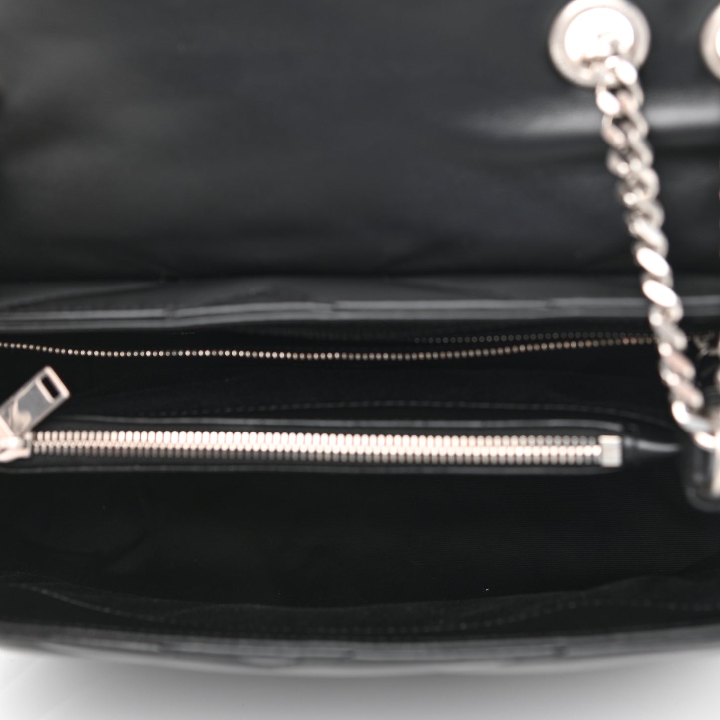 Calfskin Y Quilted Monogram Medium Loulou Chain Satchel Black