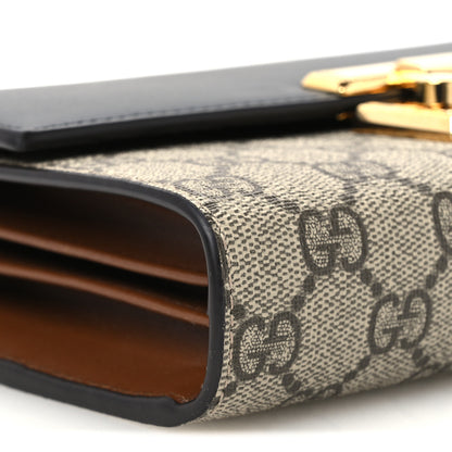 Gucci GG Supreme Monogram Calfskin Mini Padlock Shoulder Bag Beige Black Cuir 8 of 9