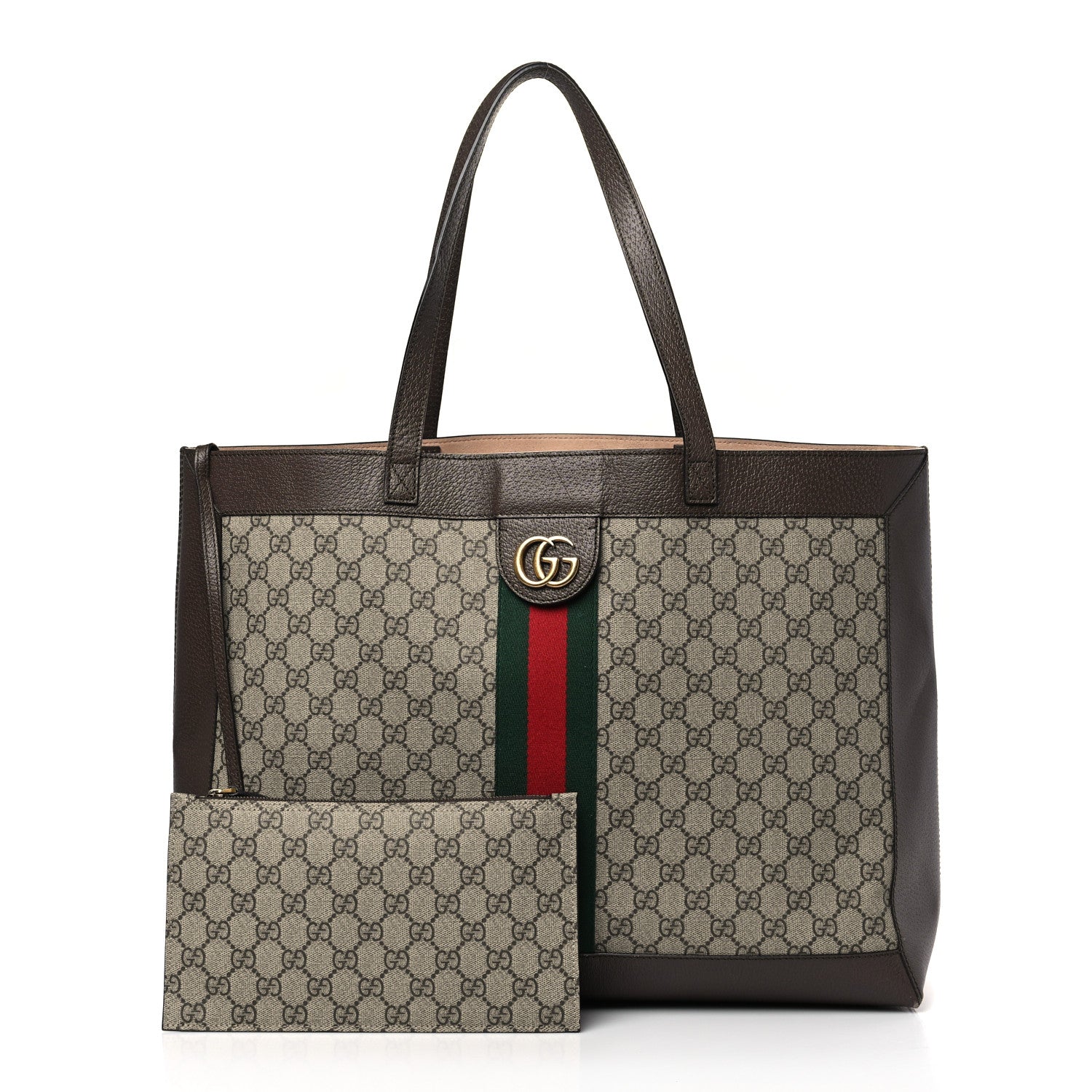 Gucci GG Supreme Monogram Web Ophidia Tote Brown 1 of 10