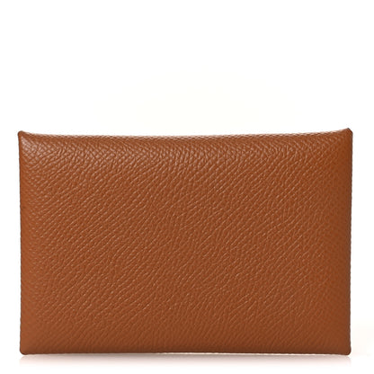Hermes Epsom Calvi Card Case Gold 1 of 8