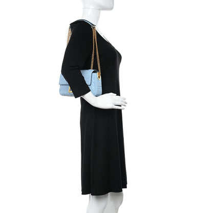 Fendi Nappa Small FF Embossed Midi Chain Baguette Azzurro Baby 2 of 9