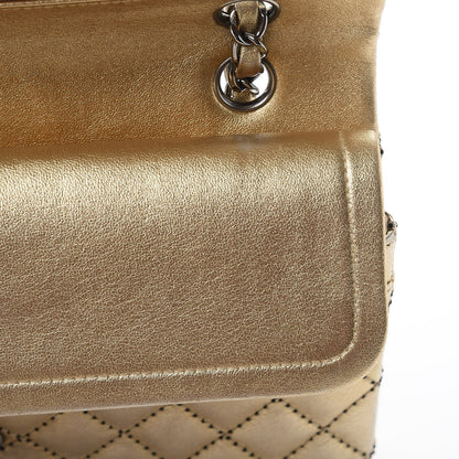 Chanel Metallic Lambskin Quilted Stitch Medium Double Flap Light Gold 12 of 21