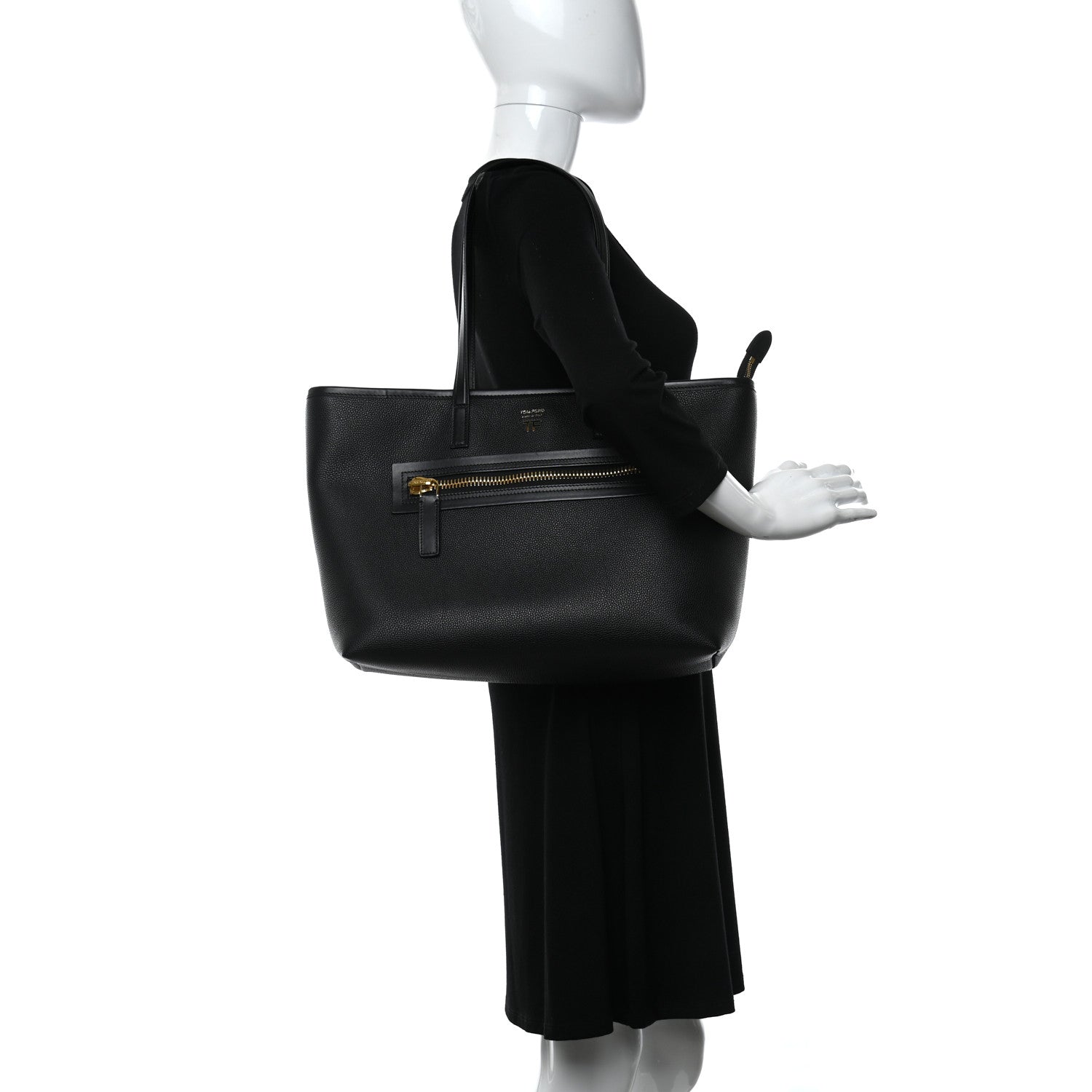 Tom Ford Grained Calfskin East West Medium Zipper Tote Black 2 of 8