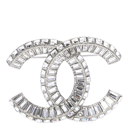 Chanel Baguette Crystal CC Brooch Silver 1 of 4