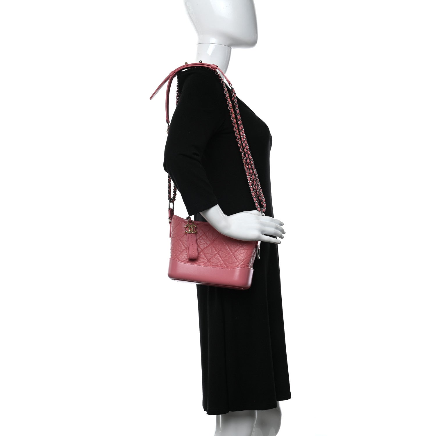 Chanel Aged Calfskin Quilted Small Gabrielle Hobo Rose 2 of 10