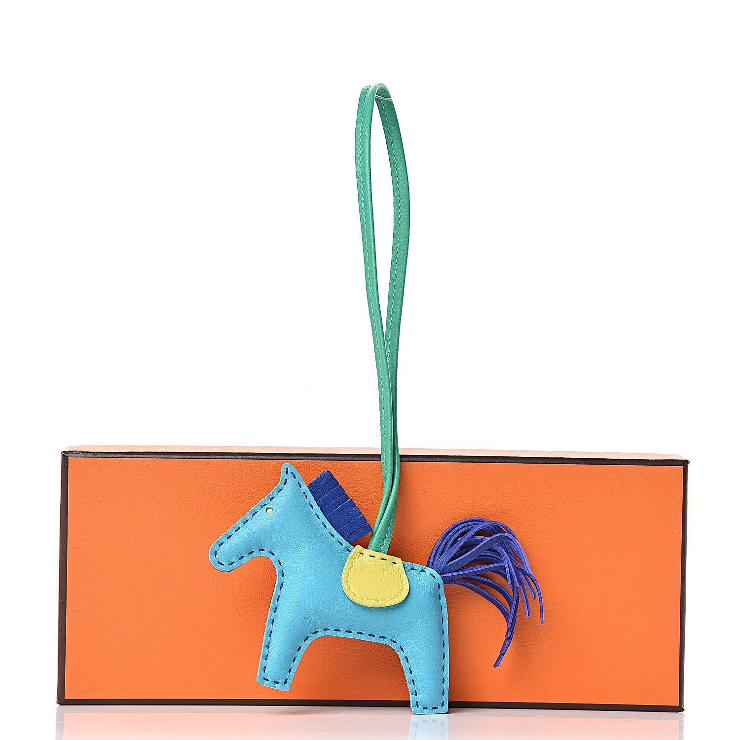 Hermes Milo Lambskin Grigri Rodeo Horse Bag Charm PM Rose Shocking Bleu Azteque Bleu Electrique Menthe Soufre Violet 4 of 4