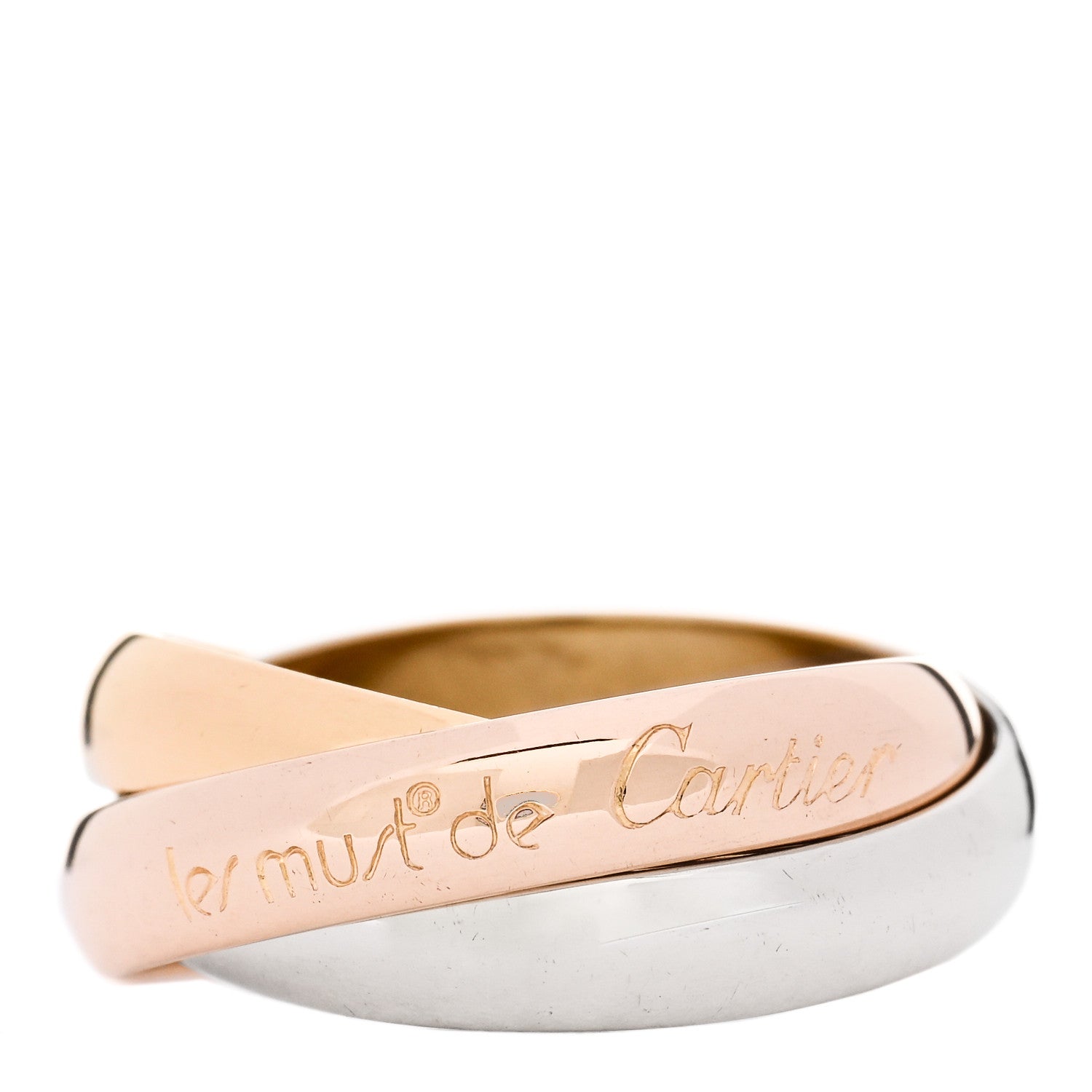 Cartier 18K Pink Yellow White Gold Classic Les Must De Cartier Trinity Ring 49 5 1 of 6