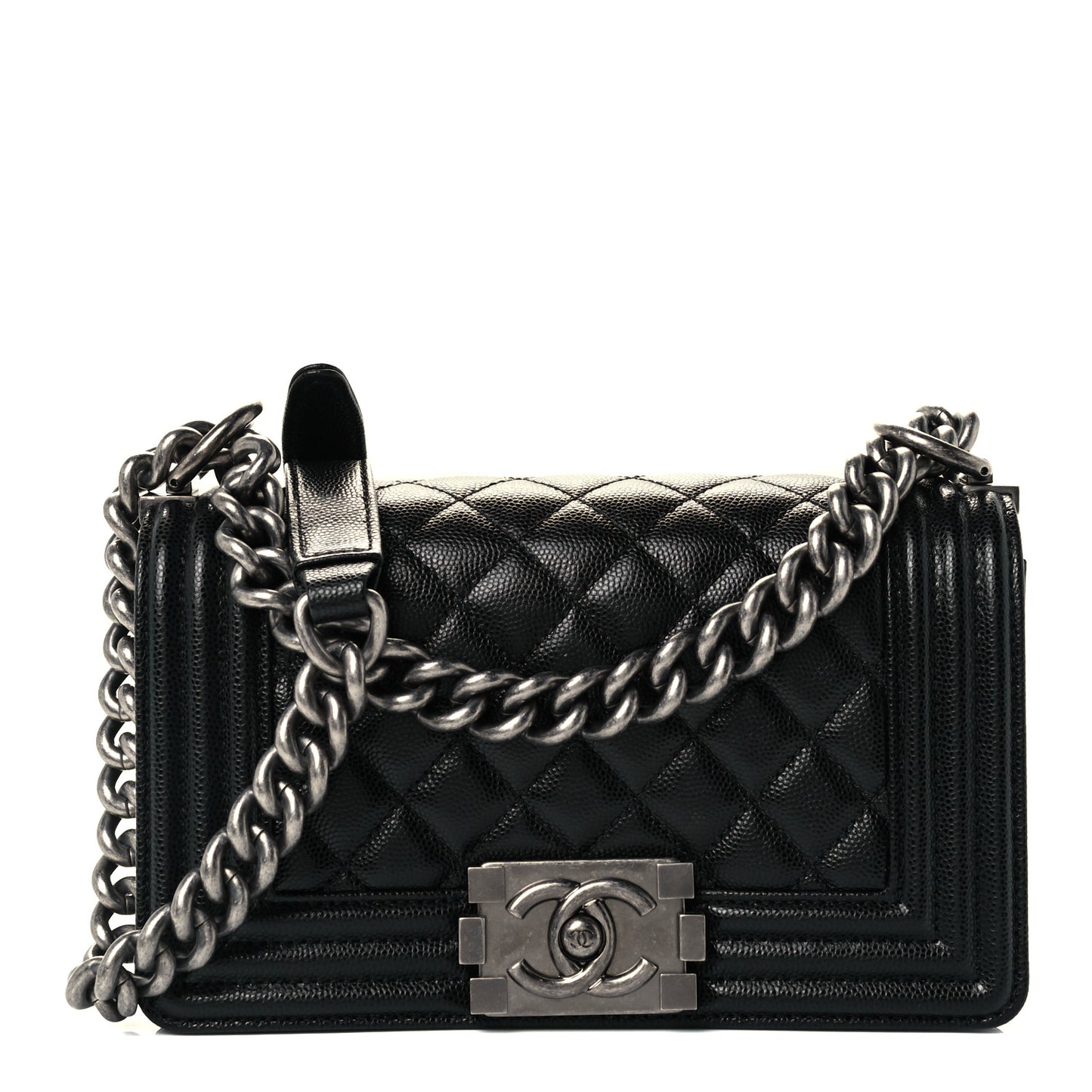 Caviar Quilted Small Boy Flap Black