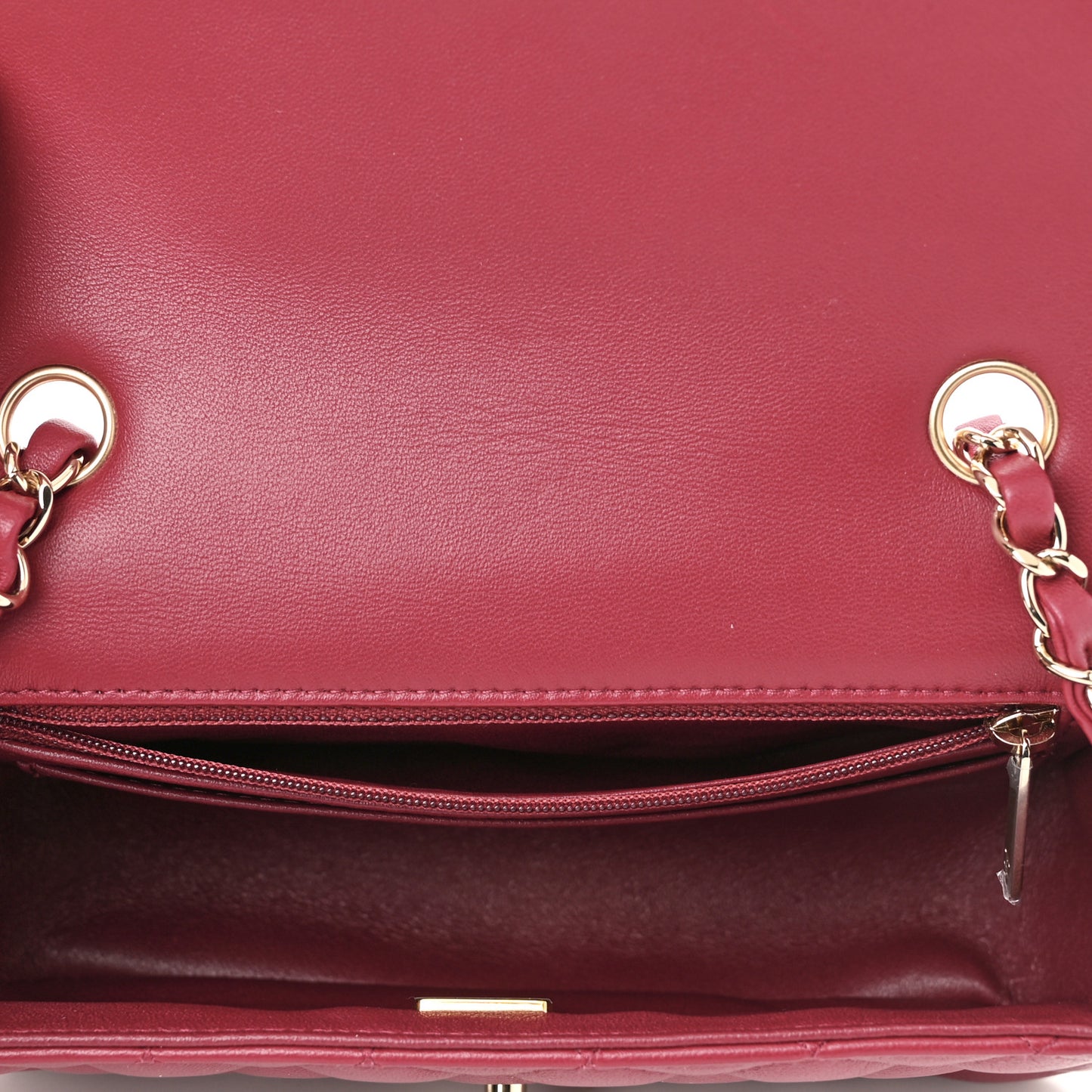 Lambskin Quilted Mini Rectangular Flap Burgundy