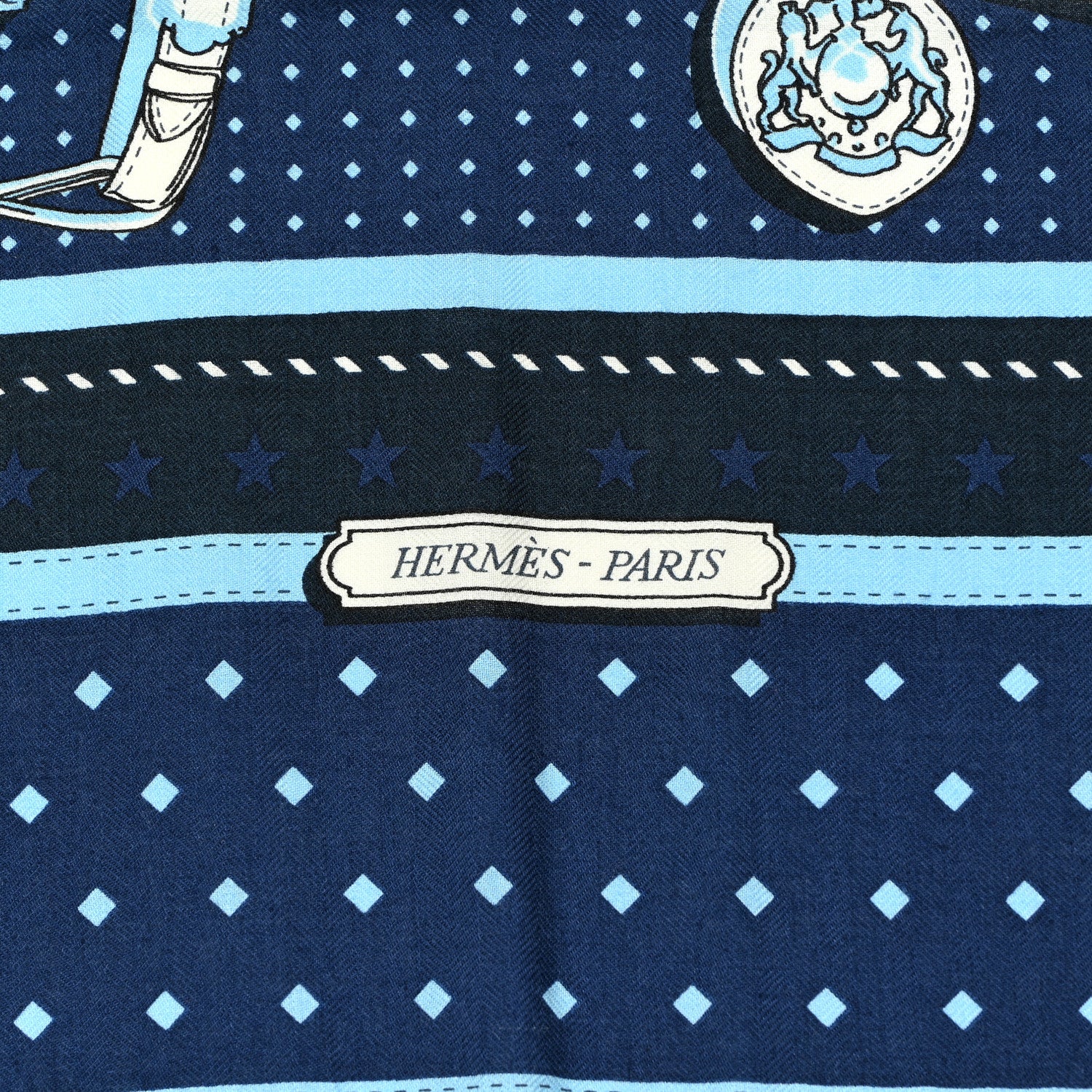 Hermes Silk Harnais De Cour Bandana Shawl 140 Marine Bleu Ciel 2 of 4