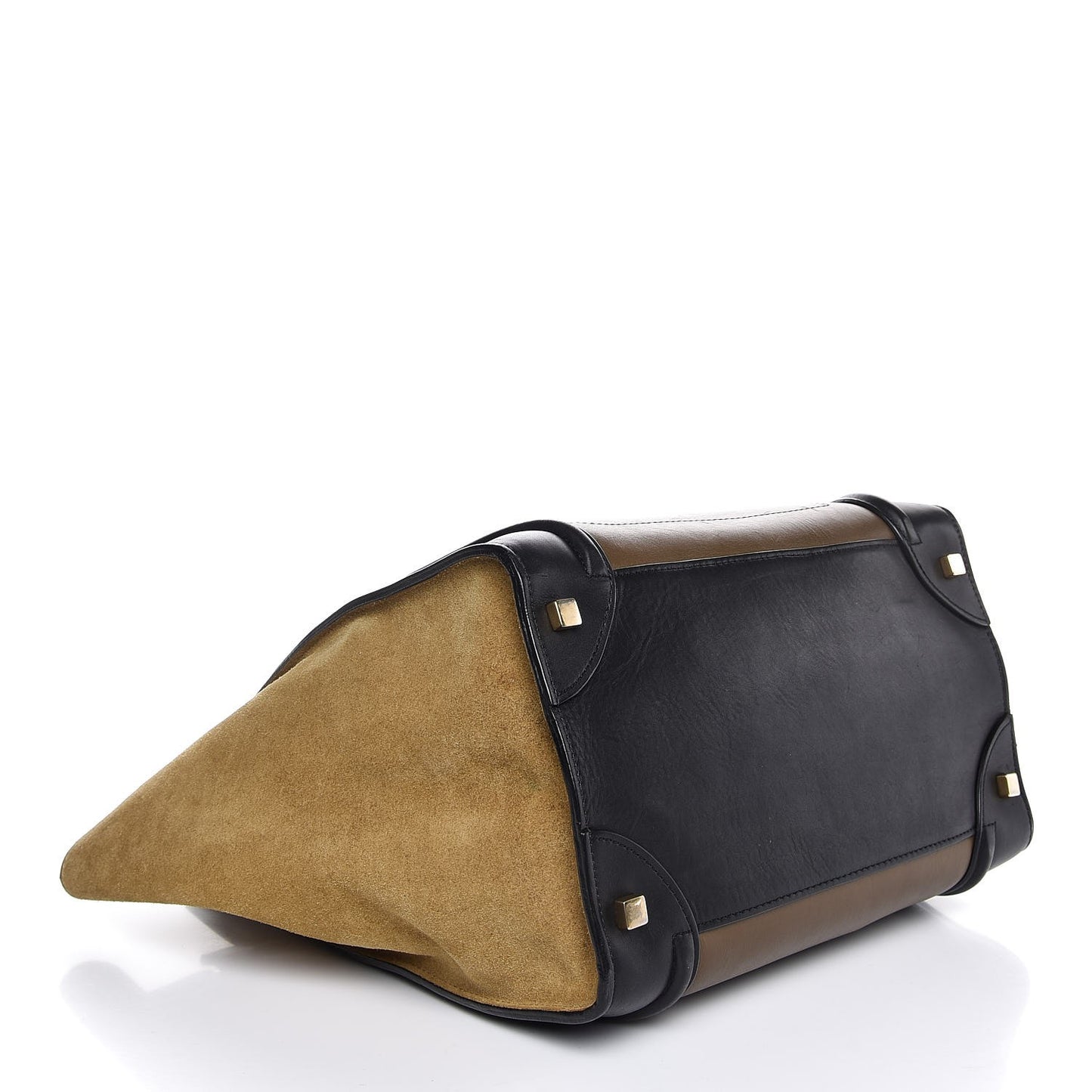 Satin Calfskin Suede Mini Tri-Color Luggage Beige