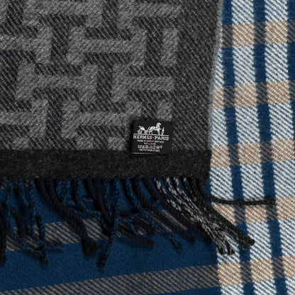 Hermes Wool Plaid Escapade Blanket 3 of 3