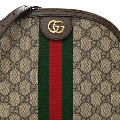 Gucci GG Supreme Monogram Textured Dollar Calfskin Web Small Ophidia Dome Shoulder Bag Beige Ebony New Acero 8 of 10