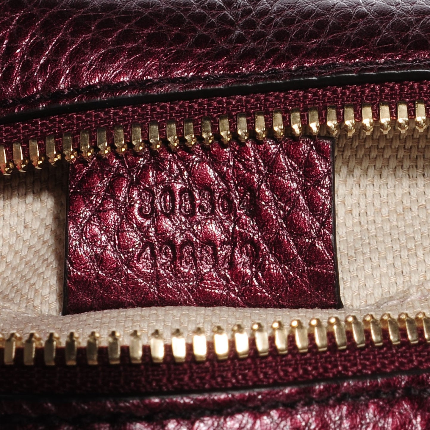 Metallic Pebbled Calfskin Small Soho Disco Bag Burgundy