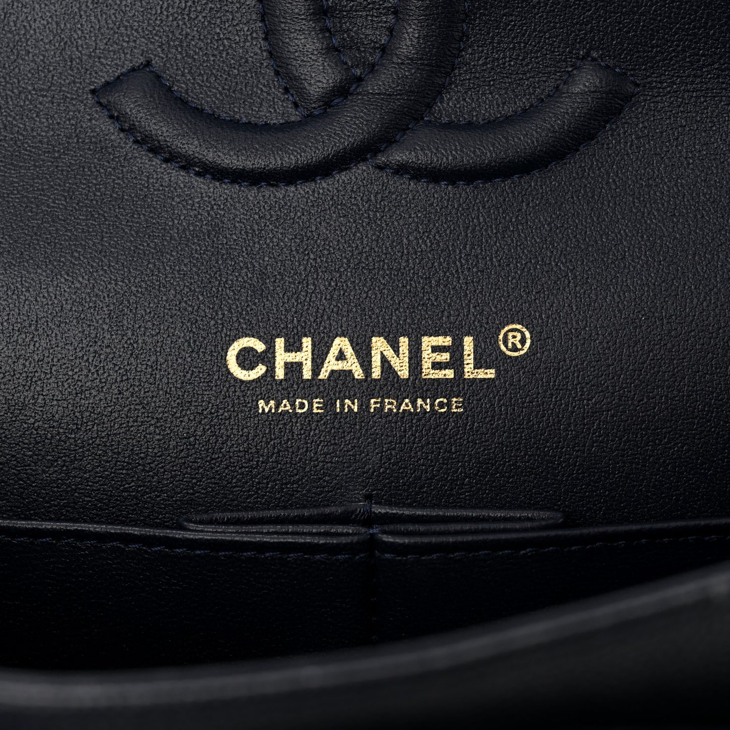 Caviar Quilted Medium Double Flap Dark Blue