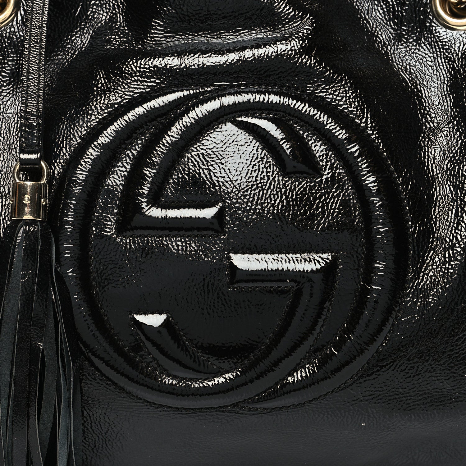 Gucci Patent Medium Soho Chain Shoulder Bag Black 8 of 13
