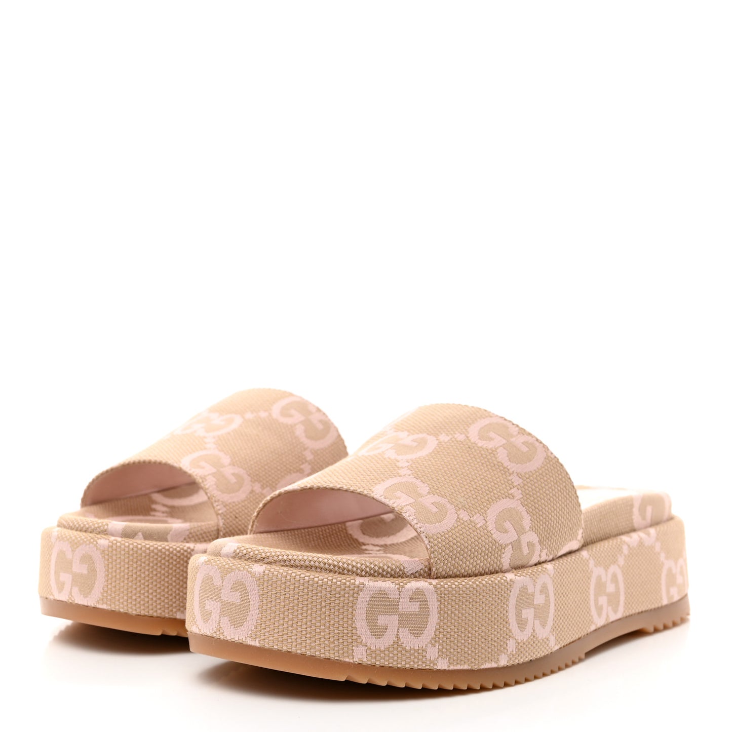 Monogram Jumbo GG Angelina Platform 55mm Slide Sandals 41 Beige Perfect Pink