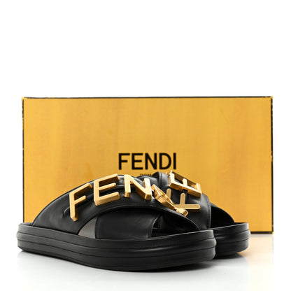 Fendi Vitello Womens Fendigraphy Slide Sandals 37 Black 9 of 9