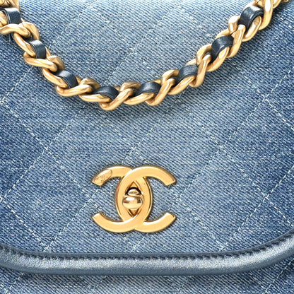 Chanel Washed Denim Quilted Small Messenger Flap Blue 8 of 11