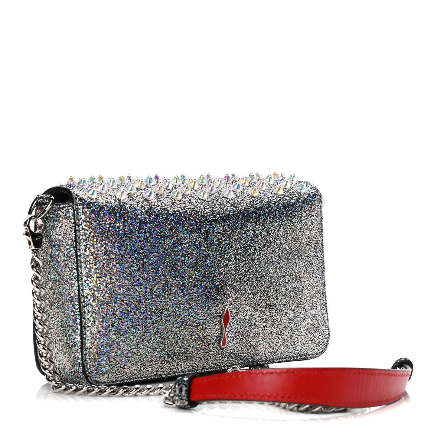 Nappa Mica PVC Glitter Spiked Zoompouch Crossbody Silver