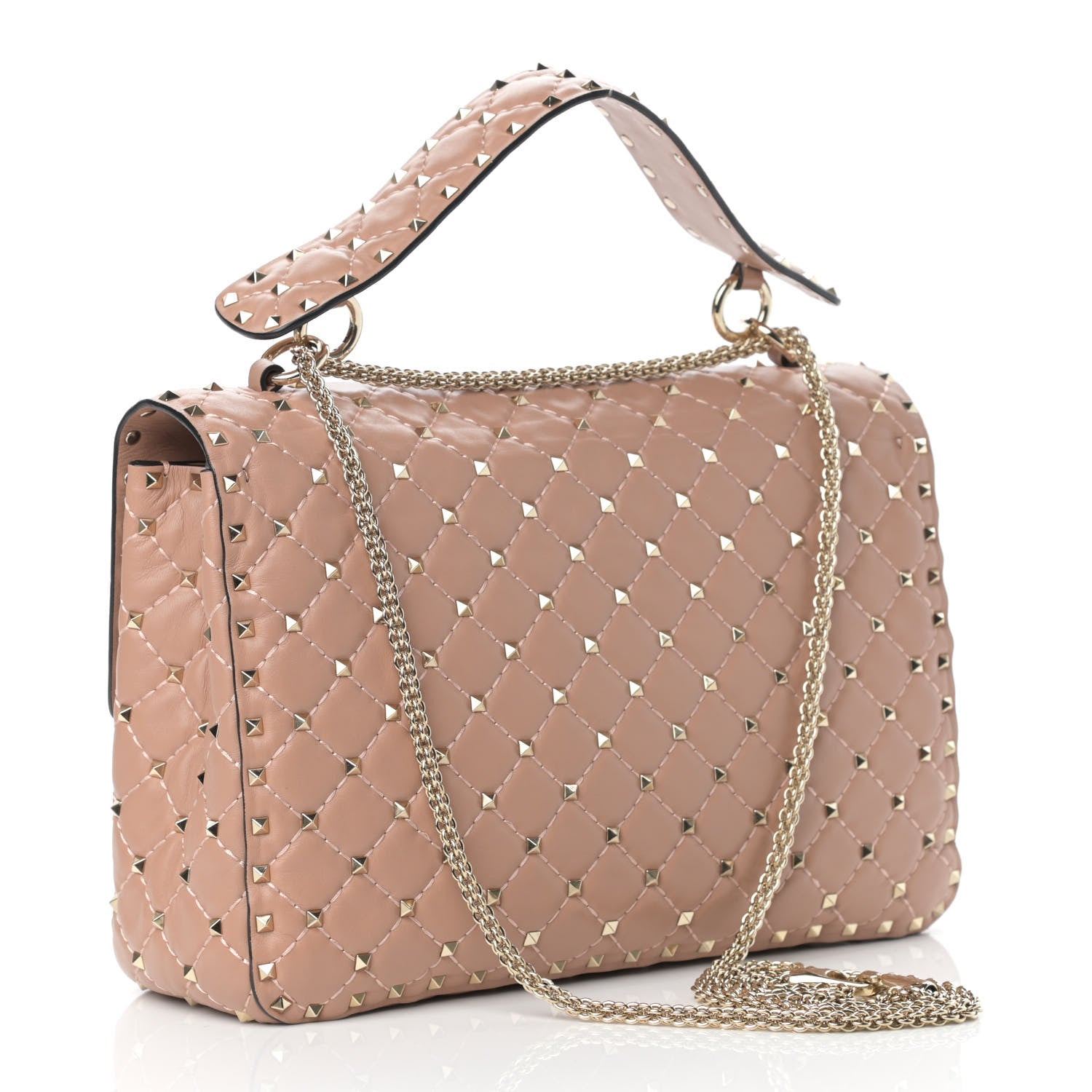 Valentino Garavani Nappa Large Rockstud Spike Shoulder Bag Soft Noisette 3 of 13