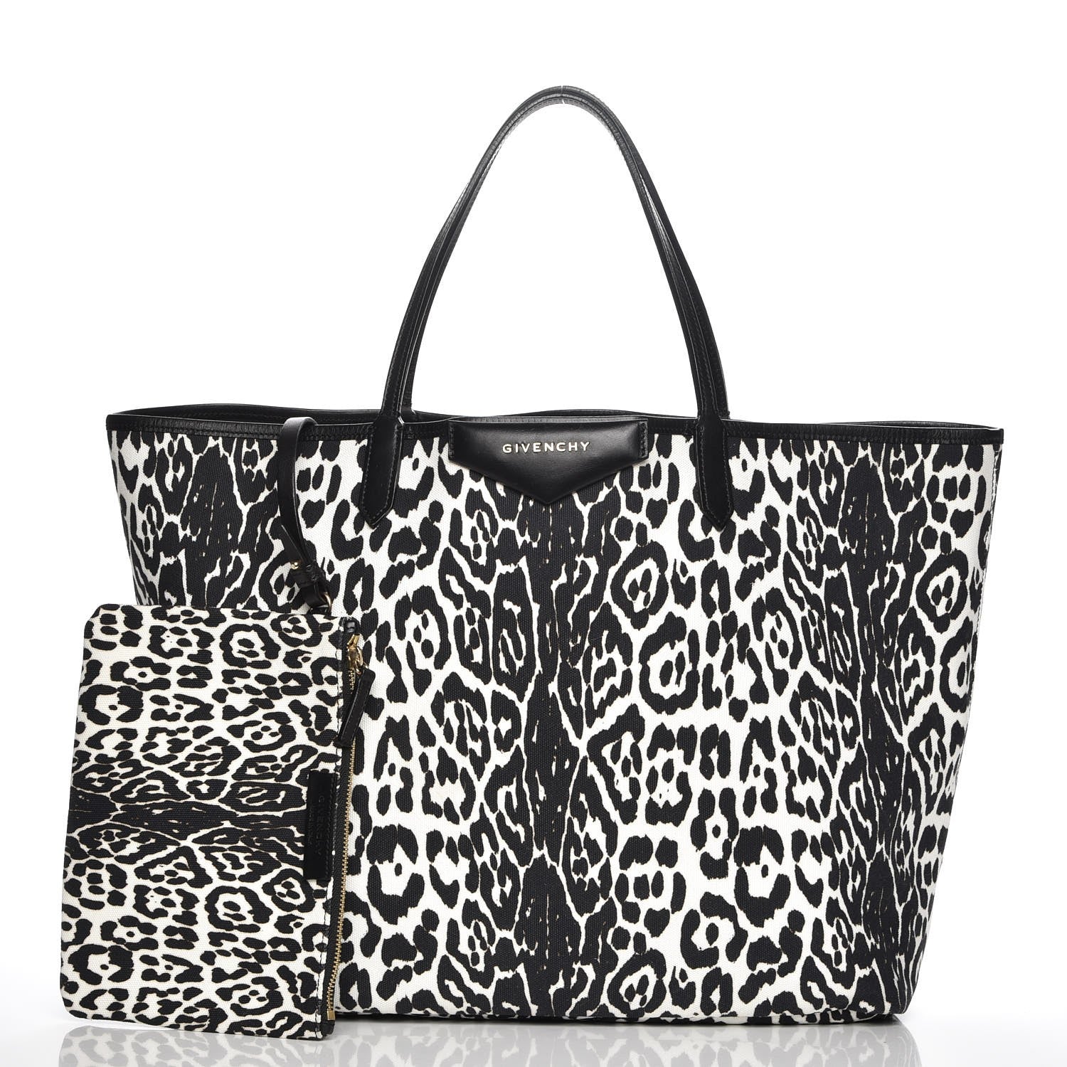Givenchy Canvas Jaguar Print Large Antigona Tote Black White 8 of 9