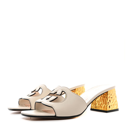 Gucci Cosmos Softy Calfskin Interlocking G Cut Out 55mm Slide Sandals 41 Mystic White 3 of 9