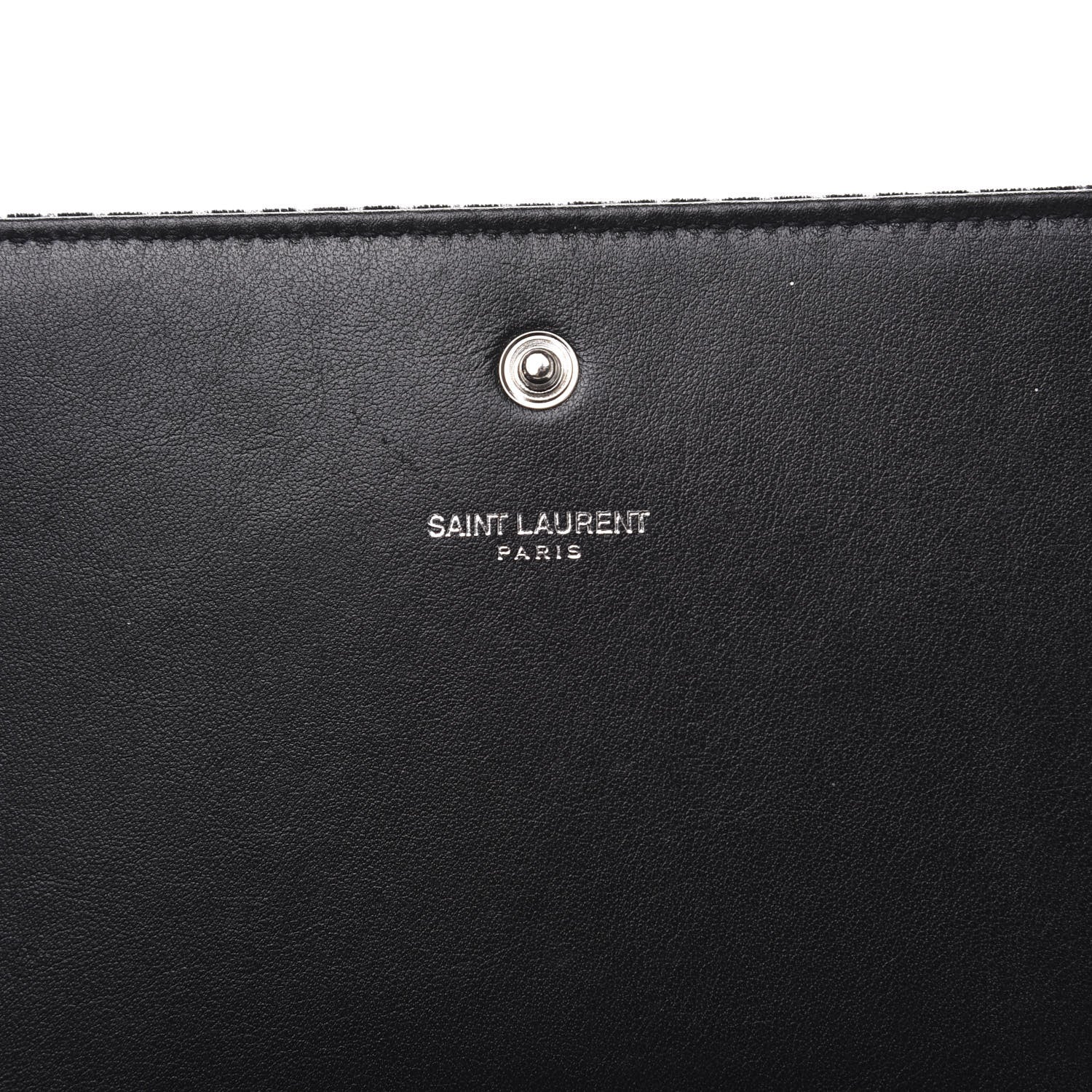 Saint Laurent Velvet Crystal Monogram Chain Wallet Black 6 of 12