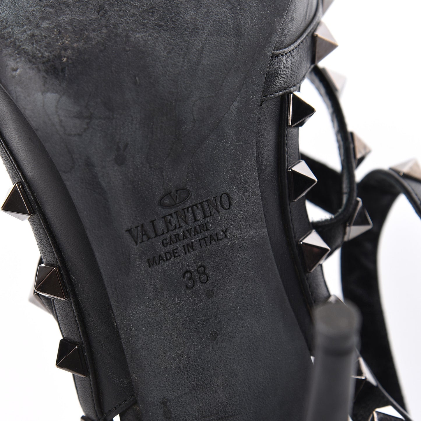 Nappa Rockstud Ankle Strap Pumps 38 Black