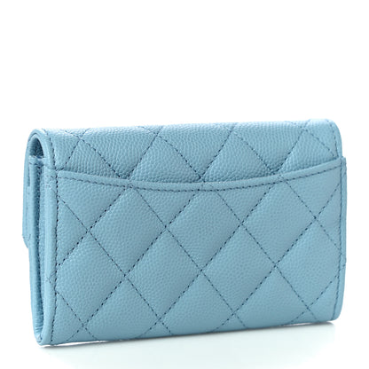 Chanel Caviar Quilted Flap Card Holder Wallet Light Blue 3 of 11