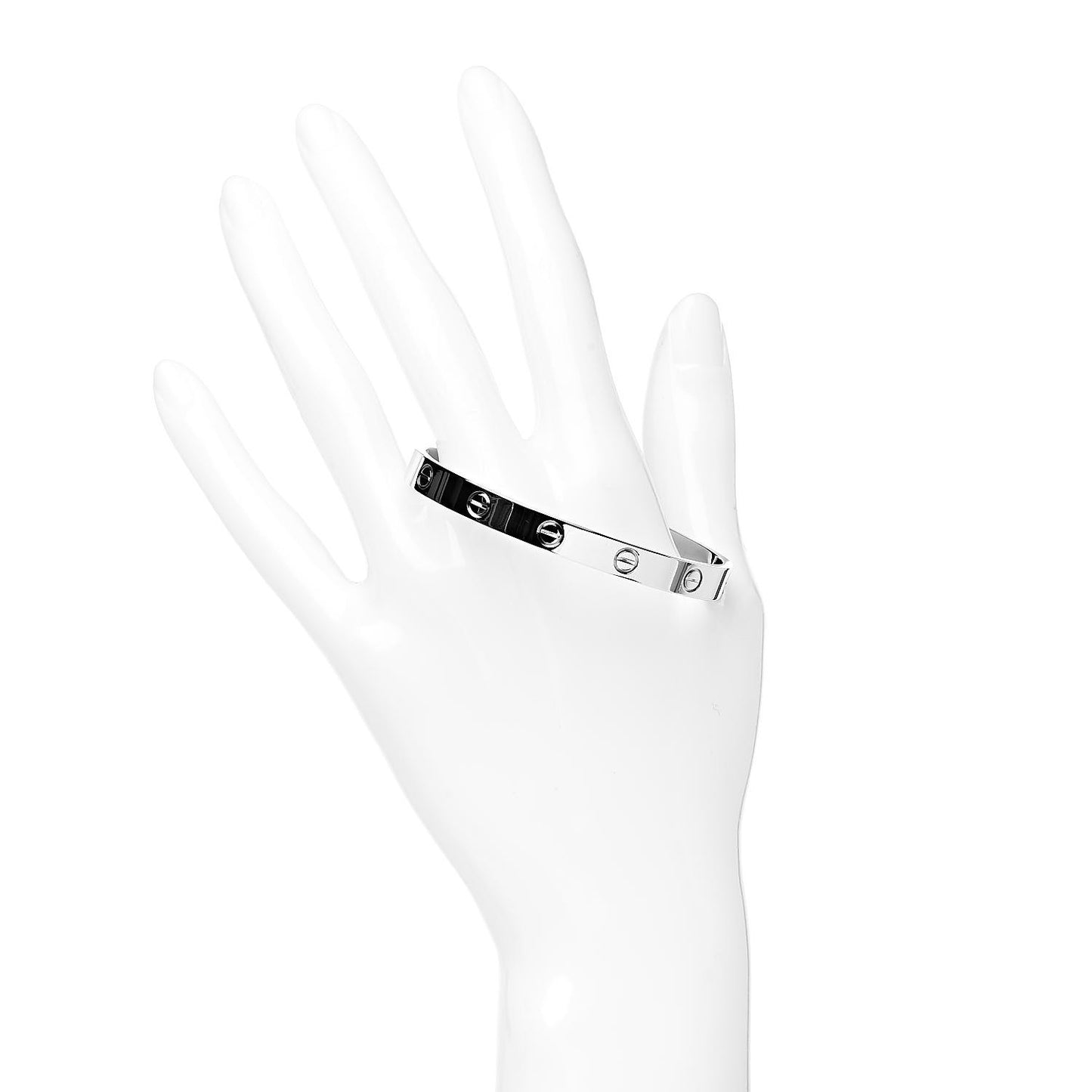18K White Gold LOVE Cuff Bracelet 17