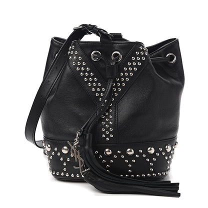 Saint Laurent Calfskin Small Y Studs Bucket Bag Black 1 of 8