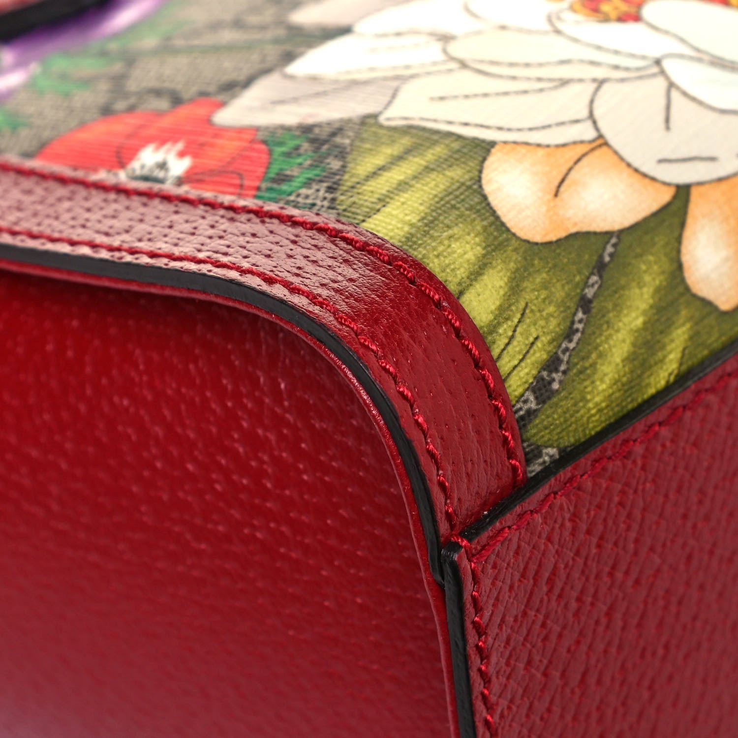 Gucci GG Supreme Monogram Flora Web Small Ophidia Tote Bag Red 11 of 12