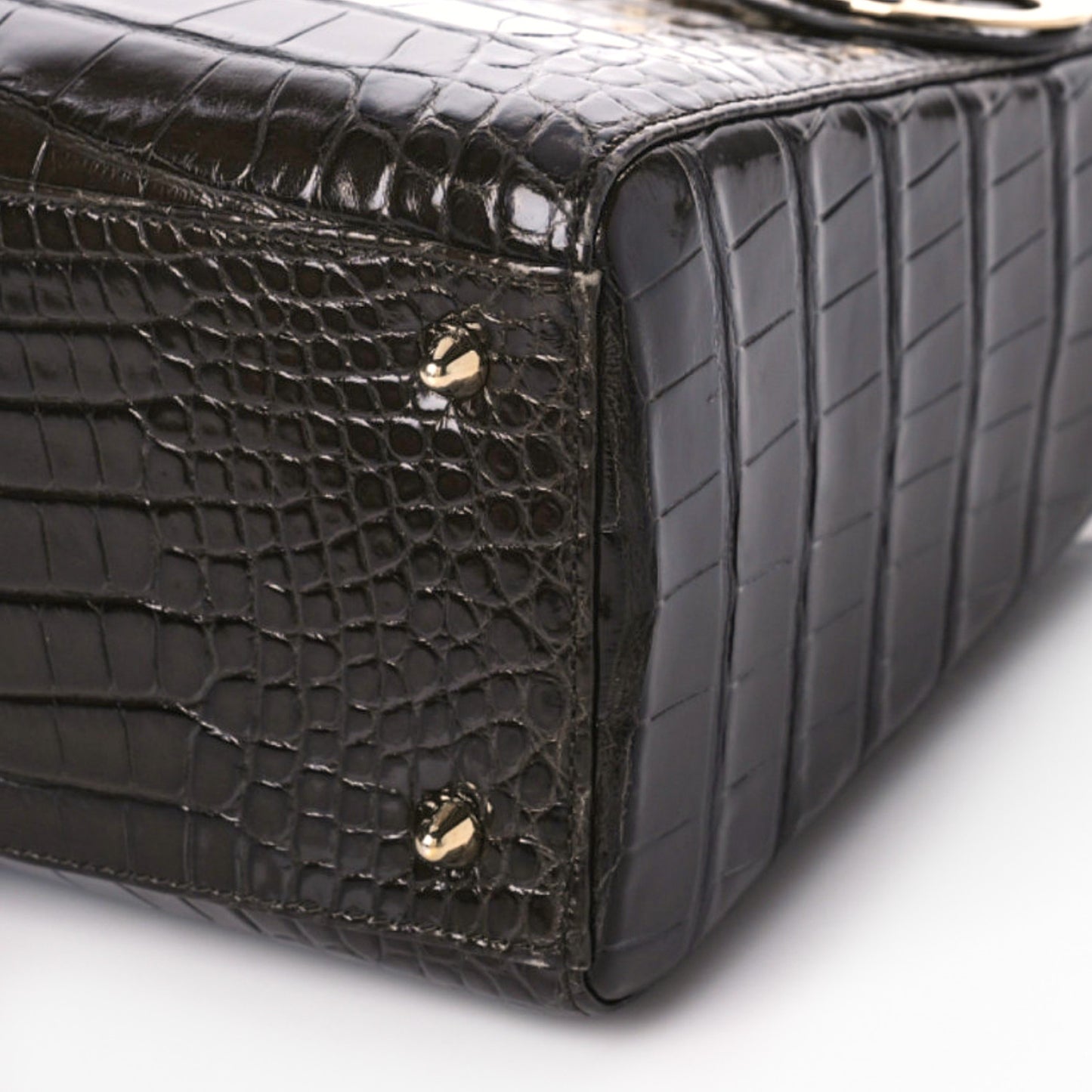 Alligator Medium Lady Dior Brown