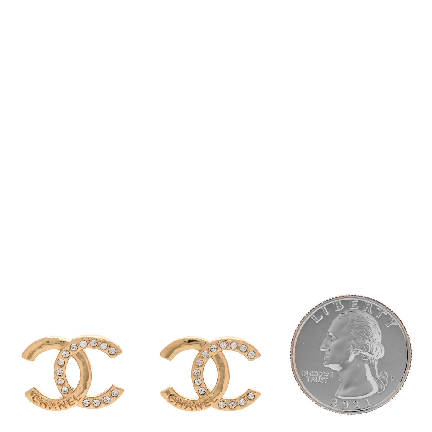 Crystal CC Logo Earrings Gold