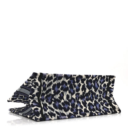 Christian Dior Canvas Mizza Embroidered Medium Leopard Book Tote Purple 4 of 10