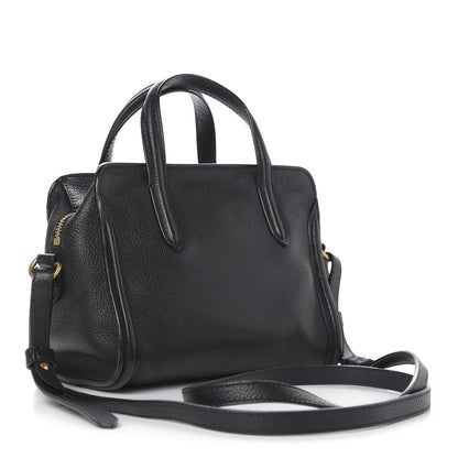 Alexander McQueen Pebbled Calfskin Mini Skull Padlock Zip Around Tote Black 5 of 20